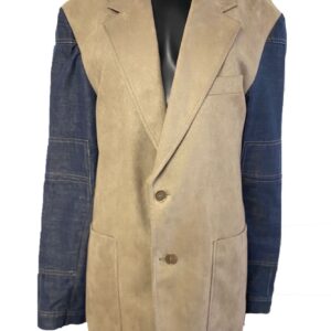 Beige colbert met mouwen spijkerstof