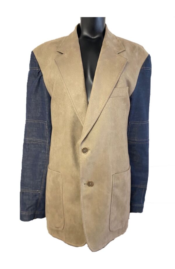 Beige colbert met mouwen spijkerstof